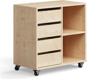 Študentská úložná skrinka CASPER, 4 zásuvky, 2 priehradky, breza