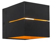 Sada 2 nástenných svietidiel čiernych so zlatým vnútorným priestorom 9,7 cm - Transfer Groove