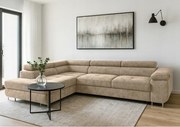Béžový rozkladací roh Avesta ľavostranný s veľkým úložným priestorom