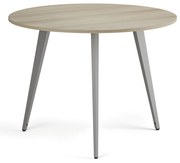 Konferenčný stôl PRIMO VIBE, priemer 100 cm, sivostrieborná podnož, dub prírodný