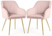 Sada dvoch jedálenských stoličiek FLORENCE zamatové, ružové / zlaté nohy (2 ks)