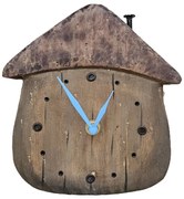 Drevené stolné hodiny v tvare domčeka,modré ručičky - 18*5*19 cm / 1*AA