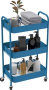 HOMCOM Úžitkový vozík s kolesami 3 košíky a oceľový rám pre obývací izbu, spálňu, kanceláriu a kuchyňu 45x30,6x79 cm Tmavomodrá | Aosom