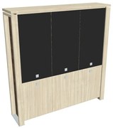 Vysoká skriňa Verno+ 200 x 46 x 210 cm, kombinované dvere, agát / čierna