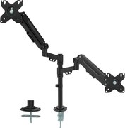 Stolový držiak na 2 monitory s plynovou pružinou, zväčšený zdvih, 17–32"