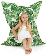 Sedací vak Jungle – zelený tropický motív s listami – veľkosť XL/XXL Veľkosť: XL