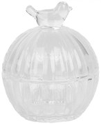 Sklenená dóza vajíčko s vekom s vtáčikom - Ø 8*10 cm