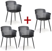 Plastová bistro stolička MOLLY 3+1 ZADARMO, čierna