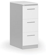 Kovová zásuvková kartotéka PRIMO s drevenými čelami A4, 3 zásuvky, sivá/biela