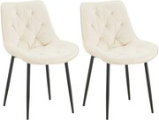 Set 2 jedálenských stoličiek Wallace - zamat - krémová