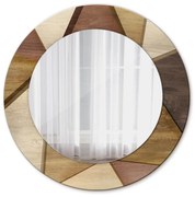 Geometrické 3D drevo Okrúhle dekoračné zrkadlo