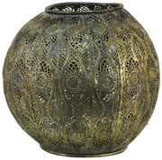 Zlatý antik kovový svietnik s ornamentmi - Ø 23*21 cm