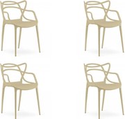 Sada 4 ks plastových stoličiek KATO, béžová