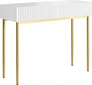 Toaletný stolík Nicole 100 cm so zásuvkami - biely mat / zlatá