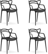Sada 4 ks plastových stoličiek KATO čiernych