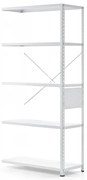 Policový regál FIRST, prídavná sekcia, 1960x1005x400 mm, biely