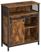 Komoda FIRA s posuvnými dvierkami, hnedá/čierna