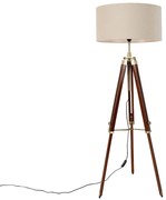 Stojaca lampa mosadzná s tienidlom svetlohnedá 50 cm trojnožka - Cortin