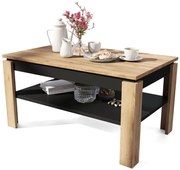 Rozkladací konferenčný stôl so zvíhacou doskou a poličkou ADEN dub craft/čierna