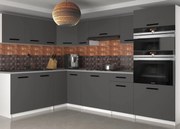 Kuchynská linka Belini 420 cm šedý mat s pracovnou doskou Uniqagrande  TOR UNIQAGRANDE/5/WT/SR/0/B1