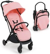 Skladací kočík, cestovný kočík s funkciou polohovania, prenosný kočík s nastaviteľnou opierkou chrbta, nosnosť do 15 kg, ružový