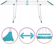 Erga Model 306U, stabilný teleskopický sušiak na bielizeň 202x55x92 cm, biela-zelená, ERG-SEP-10SUSSTOPROFE