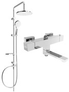 Mexen Erik vaňovo-sprchová súprava s dažďovými tryskami a vaňovo-sprchovou batériou Cube, chrómová - 77910205-00