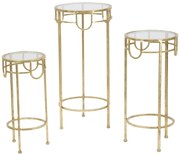 Súprava 3 stolíkov v zlatej farbe Mauro Ferretti Lorenzo
