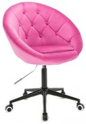 LuxuryForm DESIGN Kreslo VERA VELUR na čiernej podstave s kolieskami - ružové