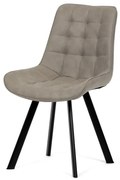 Židle jídelní, béžová látka v dekoru broušené kůže, černý kov