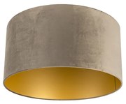 Zamatové tienidlo na lampu sivohnedé 50/50/25 so zlatým interiérom