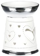 Aróma lampa, porcelánová. Strieborno-biela farba.
