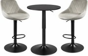 Barový set: Kast otočné barové stoličky ivory béžová (2ks) + nastaviteľny čierny barový stôl