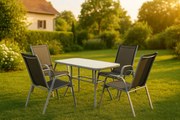 Garthen 40751 Záhradný skladací set stôl + 4 stohovateľné stoličky - čierna