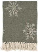 Modrý bavlnený pléd so vzorom a strapcami Aix - 130*150 cm