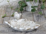 Bielo - zlaté antik cementové krmítko pre vtáčiky Vittel - 22*14*9cm