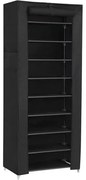 Úložný regál s veľkou kapacitou, botník 10-úrovňový, 28 x 58 x 160 cm, čierny