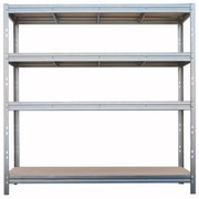 Kovový regál BULLRACK RIVET, 200x180x60 cm, 4x DTD polica, 450 kg na policu, zinok