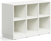 Úložná skrinka CASPER, 6 priehradiek, so soklom, biela