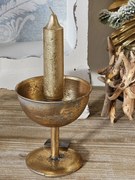 Zlatý antik kovový svietnik na nohe Dhaka gold - Ø 12*13 cm