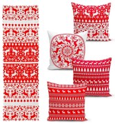 Súprava 4 vianočných obliečok na vankúš a behúň na stôl Minimalist Cushion Covers Christmas