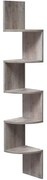 Rohová nástenná polica, 5-úrovňová, zik-zak prevedenie, greige