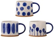 Biele/modré hrnčeky v súprave 3 ks z kameniny 450 ml Linora – Bloomingville