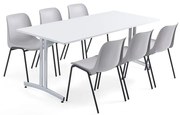 Zostava nábytku SANNA + SIERRA, 1 stôl + 6 stoličiek, šedá/čierna