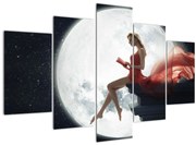 Obraz - Žena za svitu mesiaca (150x105 cm)