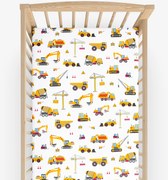Goldea bavlnená napínacia plachta do detskej postieľky - nákladné autá a bagre 60 x 120 cm