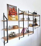 Nástěnná police RAFFY černá/borovice Atlantic