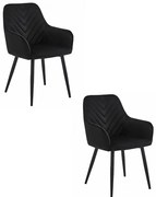 Set dvoch jedálenských stoličiek NANA zamatové, čierne (čierne nohy) 2 ks