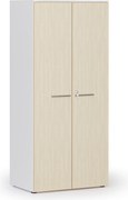 Kancelárska policová skriňa PRIMO WHITE s dverami, 800 x 500 x 1781 mm, biela/breza