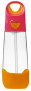 Fľaša na pitie so slamkou 600 ml - ružová/oranžová